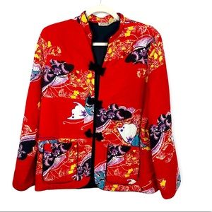 VINTAGE Diane Richards Chinese Red Quilted Jacket size Medium